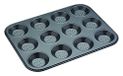 MasterClass Crusty Bake geperforeerde bakplaat voor mince pies met PTFE-, PFOA- en BPA-vrije antiaanbaklaag, robuust 1 mm dik koolstofstaal, 32 x 24 cm taartvorm met 12 vakjes, grijs
