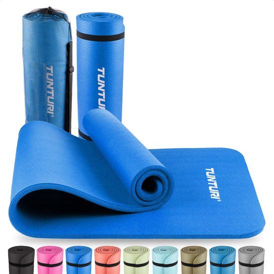 Tunturi NBR Yogamat - 180x60x1.5cm - Blauw - Incl. Draagtas & Anti-slip