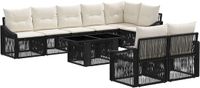 vidaXL Tuinbank Set 9 st Zwart en Crème Wit Polyrattan