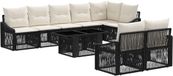 vidaXL Tuinbank Set 9 st Zwart en Crème Wit Polyrattan