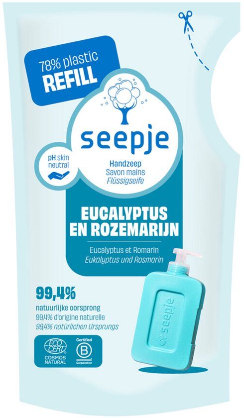 Seepje Handzeep Navulling Eucalyptus met Rozemarijn - 300 ml