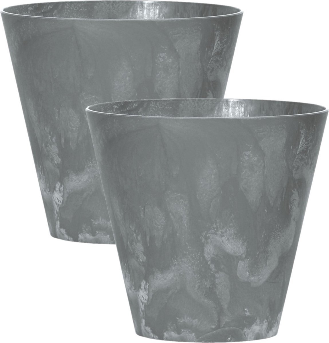 Prosperplast Set van 3x stuks kunststof bloempotten betonlook 30 cm grijs - Bloempotten/plantenpotten voor binnen en buiten