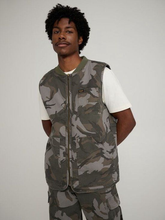 Wrangler Stranger Things Mike Lucas Vest Camo Heren Bodywarmer - camouflage - XL