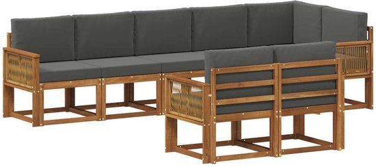 vidaXL - Bank loungeset - 8 zitplekken - Polyester - Natuurlijk en antraciet