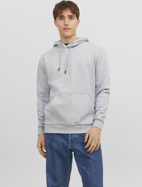 JACK&JONES JJEBRADLEY Sweat Hoodie - Light Grey Melange - Men's Size L