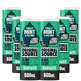 Original Source Douchegel mint & tea tree, veganistisch, parabenvrij, 100% natuurlijke geur, groot, multipack, 500 ml, 6 stuks