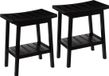 5Five Tabouret de douche ou d'appoint - 2x - bambou bois - noir - L40 x L25 x H46 cm
