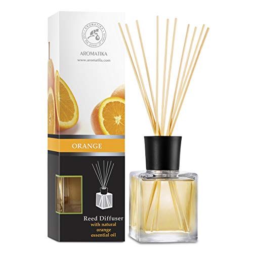 AROMATIKA trust the power of nature AROMATIKA Diffuser Oranje 200ml met 8 Rotansticks - Intense en Langdurige Aroma'S