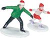 Luville - Ice Skating Man and Girl - Set of 2 - Multicolor Plastic - 6 cm