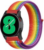 Strap-it Nylon Smartwatch bandje voor Samsung Galaxy Watch 4 - 44mm - Regenboog