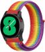 Strap-it Nylon Smartwatch bandje voor Samsung Galaxy Watch 4 - 44mm - Regenboog