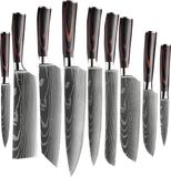 Shinrai Japan Shinrai Knives Messenset - 9 delig - Japans Design - Roestvrijstaal - Houten Handgreep