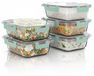 Arendo set van 5 luchtdichte opbergdozen, borosilicaatglas, 1040 ml, lekvrij, ovenbestendig, transparant-vert