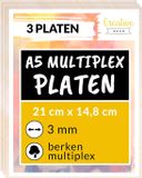 Creative Deco 3 x A5 Multiplex Platen 3mm | 148 x 210 x 3 mm | Hout | Perfect voor Pyrografie, Lasersnijden, CNC, Modellering, Fretwerk, Rolzaag
