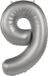 Folat Party Products Folat Folieballon Cijfer 9 - Moonlight Silver - Satin Gloss - 86 cm