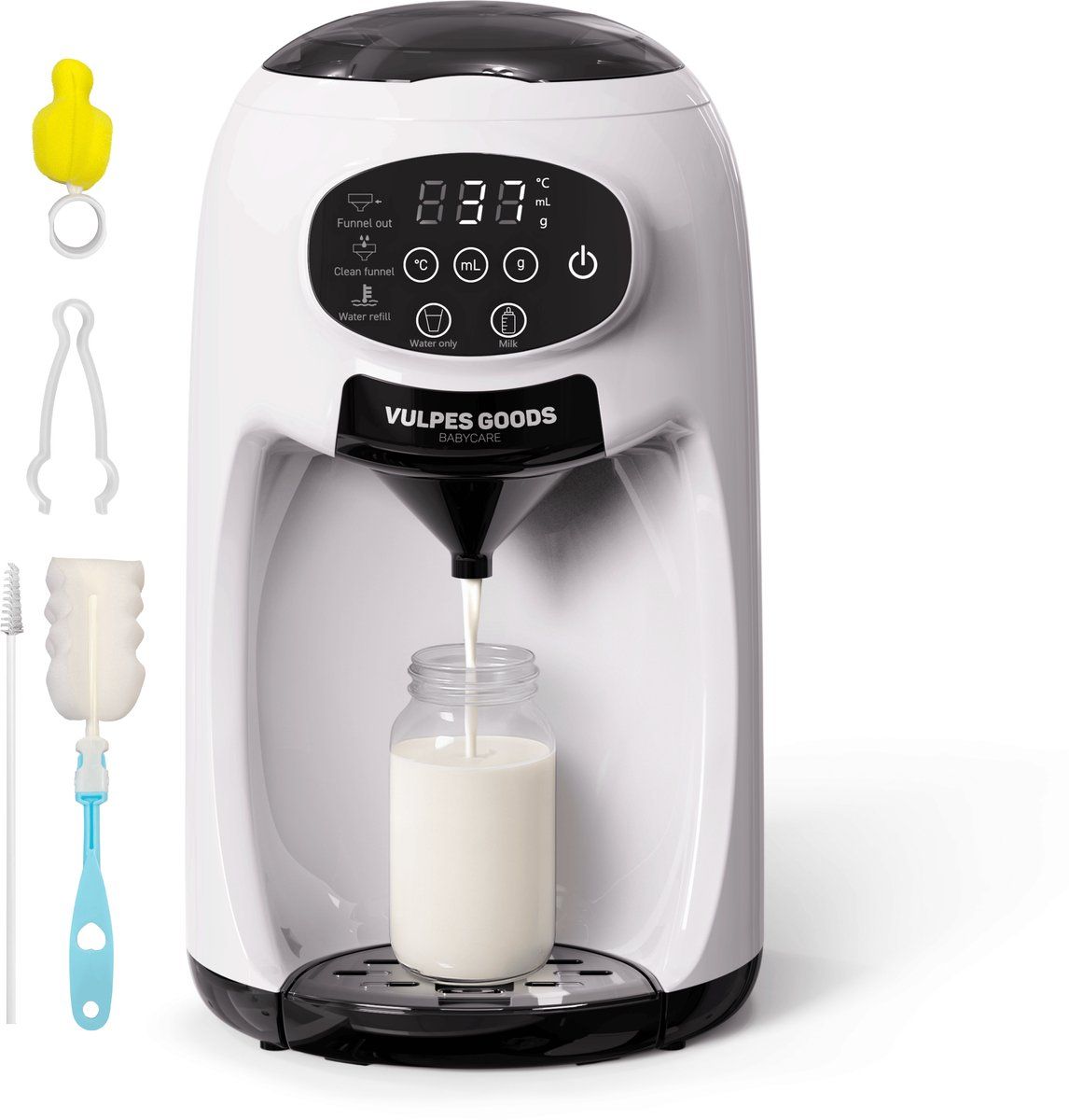 Vulpes Goods BabyCare Baby Fles Maker Automatisch Baby Formula Maker PRO Flesvoeding Apparaat Automatische Flessenbereider Baby Melkmachine Incl. Schoonmaakset