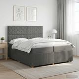 vidaXL LED Boxspringbed met Matras Donkergrijs 200 x 200 cm Stof