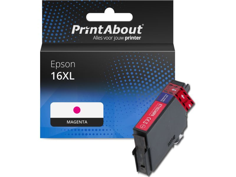 PrintAbout Inktcartridge 16XL (C13T16334012) Magenta Hoge capaciteit geschikt voor Epson