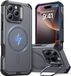 ESR Cyber Armor HaloLock Hoesje Geschikt voor Apple iPhone 16 Pro - Compatibel met MagSafe - Back Cover met Standaard Gris
