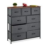 Merkloos / Sans marque Relaxdays ladekast, 9 lades, metaal, houtlook, 100 x 100 x 30 cm