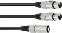 Omnitronic 30225207 XLR Adapterkabel [1x XLR-stekker 3-polig - 2x XLR-bus 3-polig] 0.50 m Zwart
