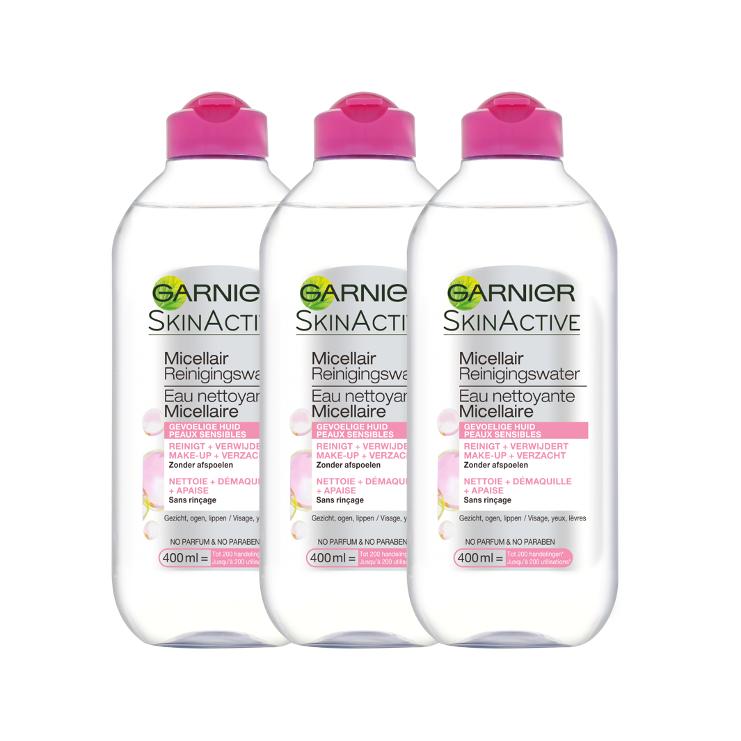 Garnier Skinactive Face SkinActive Micellair Reinigingswater voor de Gevoelige Huid - 3 x 400ml - Voordeelverpakking