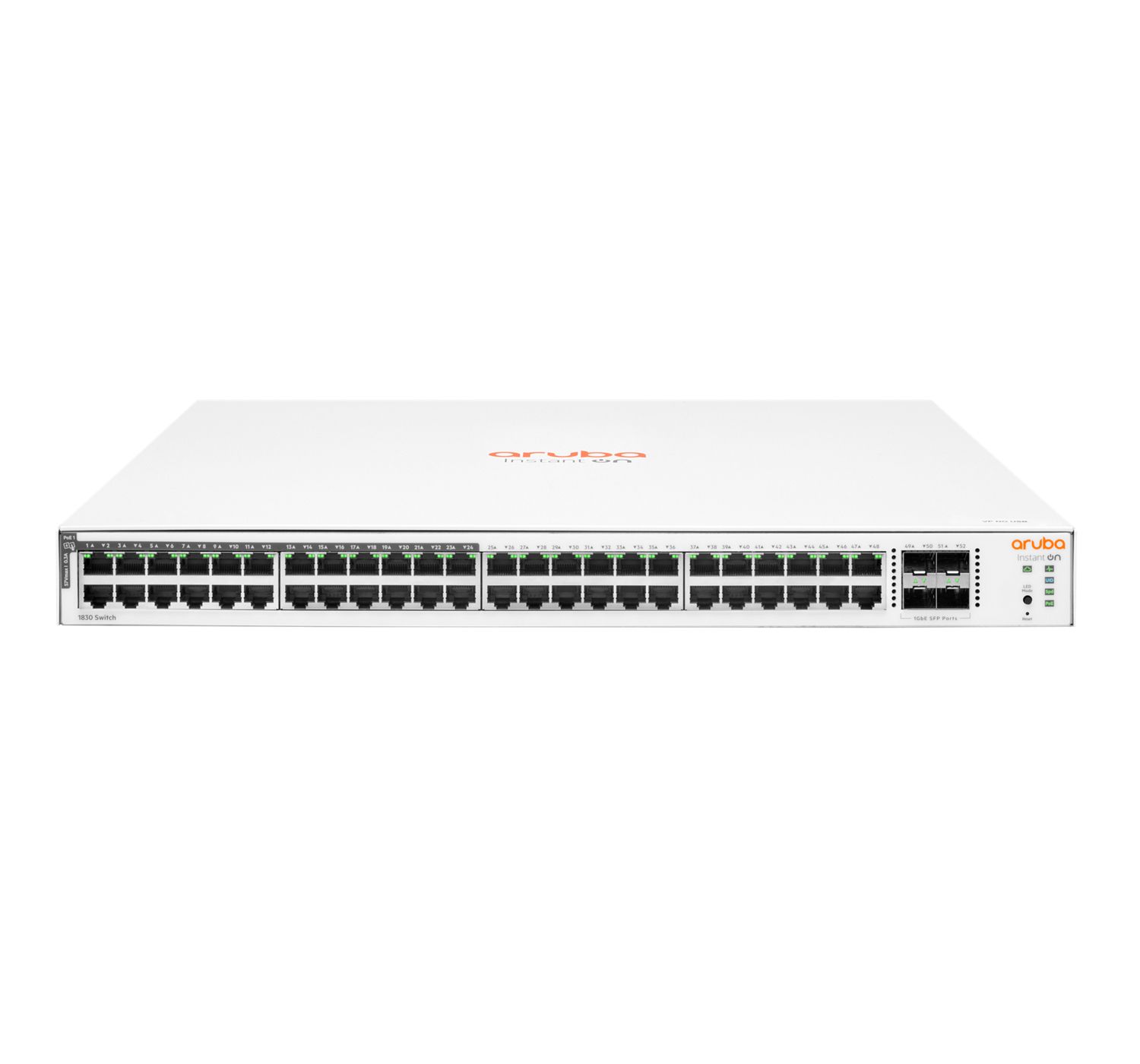 Aruba Instant On 1830 48-Port Gigabit Ethernet PoE Switch - Managed, L2, 4x SFP, 370W PoE, 1U Rackmount