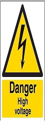 V Safety VSafety Signs 68003AN-S "Danger High Voltage" waarschuwing elektrisch bord, zelfklevend, portret, 150 mm x 200 mm, zwart/geel