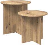 vidaXL Bijzettafelset - Set van 2 - Artisanaal eiken - Ø 45 x 45 cm