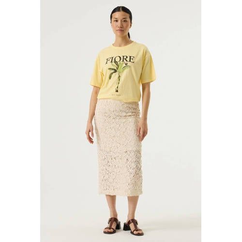Garcia midi rok broderie beige