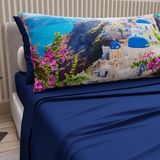 PETTI Artigiani Italiani - Beddengoedset voor tweepersoonsbed, van katoen, met kussenslopen in digitale print, Santorini luxe tweepersoons hoeslaken, elektrisch blauw, 100% Made in Italy