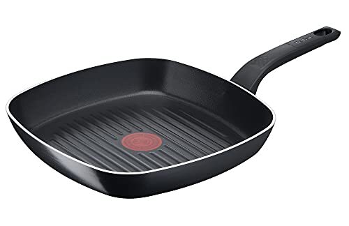 Tefal B55540 Easy Cook & Clean grillpan, 26 x 26 cm, anti-aanbaklaag, veilig, thermosignaal, stabiele bodem, ideale vorm, gezond koken, zwart