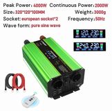 Convertisseur - Convertisseur à onde sinusoïdale pure - 4000W puissance de crête - DC 24V vers AC 220V/230V - Écran LCD - Télécommande - Prise UE