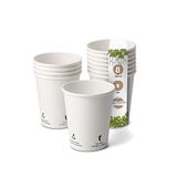 GREENBOX Biologische koffiemokken van karton, composteerbaar en biologisch afbreekbaar servies, papieren bekers, wegwerpbekers, koffiemokken, witte koffiemokken met conische print, 50 stuks, 200 ml