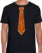 Bellatio Decorations Verkleed shirt heren - stropdas paillet oranje - zwart - carnaval - foute party S