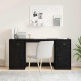 Maison Exclusive - Bureau avec armoire, noir, aspect chêne, panneau de particules