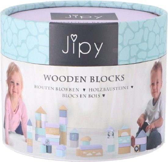 Jipy Blokkenton Hout Uni 48 Delig - Houten Blokken - 18+ maanden