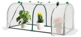 Abri de jardin en film PE - Coffre de balcon 120x60x50 cm - Cadre en métal - Toit en arc - Convient pour balcon, terrasse et bordures surélevées - Idéal pour tomates et jeunes plants - Blanc