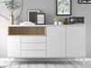 Commode ROMU 3 portes 3 tiroirs blanc/chêne