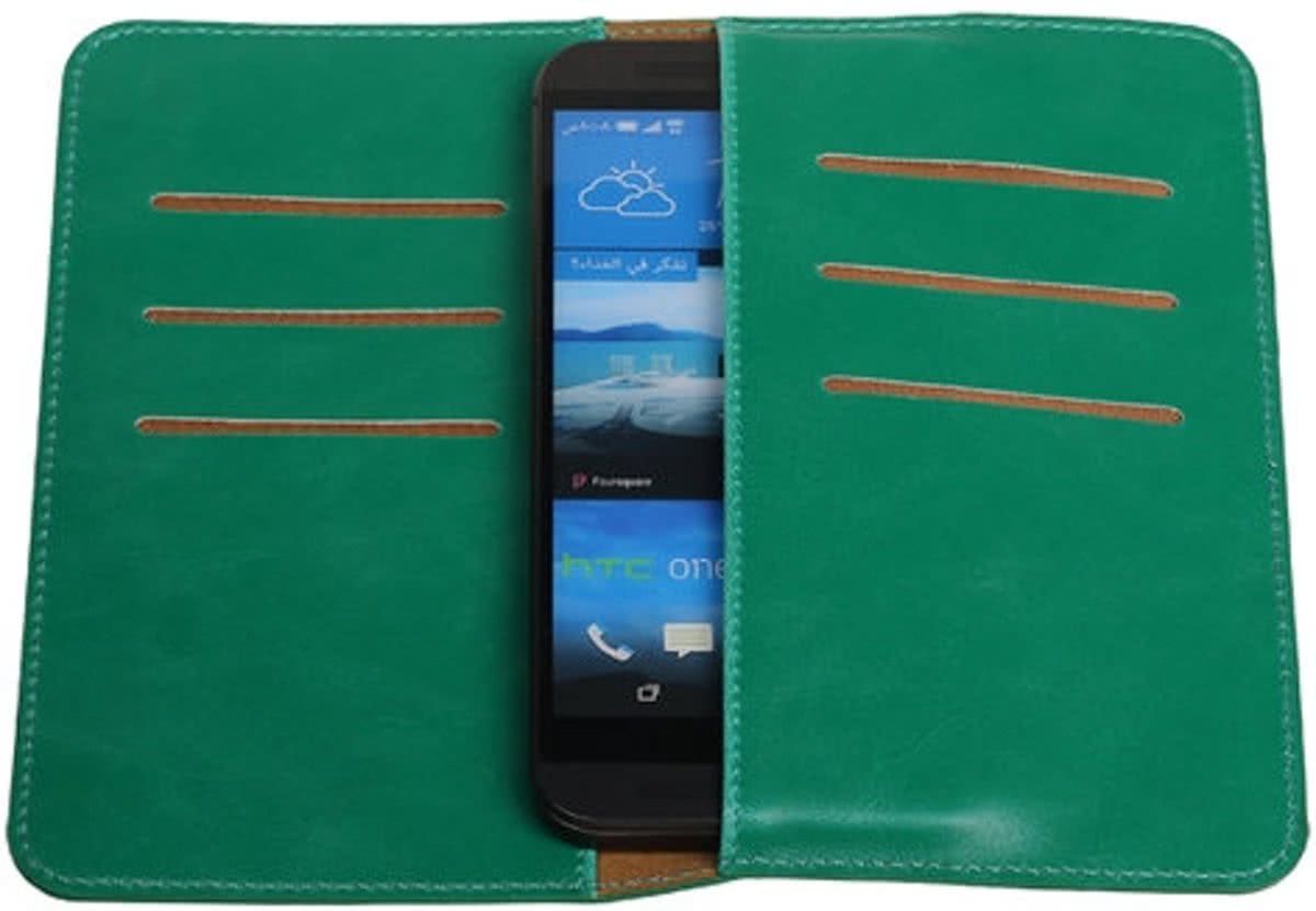Best Cases Groen Pull-up Medium Pu portemonnee wallet voor HTC One M7