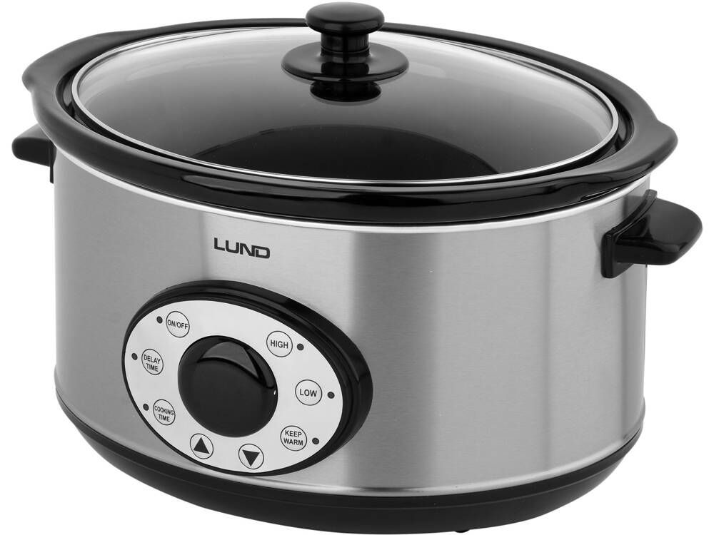 LUND Slowcooker met timer - 280W - 4,5L - Zilver