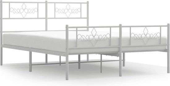 vidaXL Bedframe met hoofd- en voeteneinde metaal wit 120x200 cm