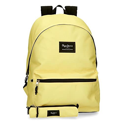 Pepe Jeans Aris rugzak voor laptop en schooltas 15,6 inch geel 31 x 44 x 17,5 cm polyester 23,87 l, beige, Rugzak voor laptop + etui voor school