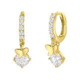 Lucardi Meisjes Oorring met plating - Zirkonia - Cadeau - Echt Zilver - Goudkleurig