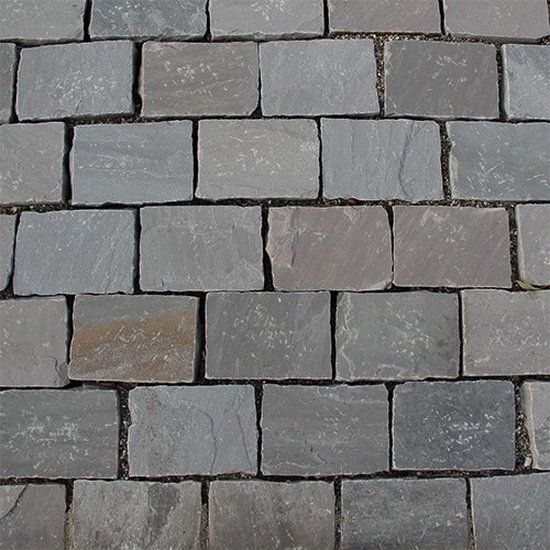 Merkloos Gardenlux TB gres Metz 14 x 20 x 5/7 cm tuintegel Grijs genuanceerd
