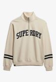 Superdry Athletic Essentials sweatshirt met applicatie en halve rits - Damen - Desert Bone Off White