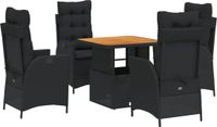 vidaXL Ensemble de jardin 5 pièces avec coussins poly rotin noir