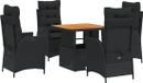 vidaXL Ensemble de jardin 5 pièces avec coussins poly rotin noir