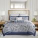 Madison Park Gezellige dekbed, Faux Zijde Jacquard Paisley Design, Polyester, Navy Biab 12 stuks, King