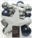 Decoris Boules de Noël set - 33 pièces - bleu/blanc/argent - plastique